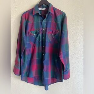 Western Frontier Plaid Multicolor Men's Shirt size L‎